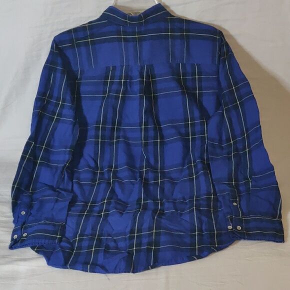 Stylus‎ Blue Plaid Cotton Long Sleeve Shirt - Picture 5 of 7